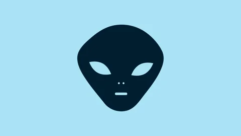 Blue Alien icon isolated on blue background. Extraterrestrial alien face or head Stock Footage 231450518