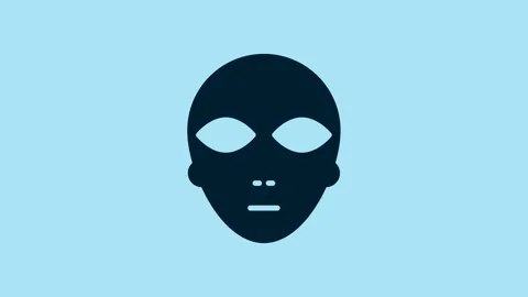 Blue Alien icon isolated on blue background. Extraterrestrial alien face or head Stock Footage 231487273