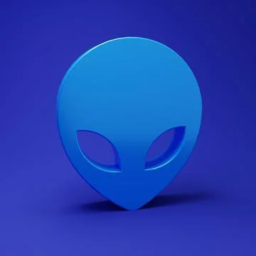 Blue Alien icon isolated on blue background. Extraterrestrial alien face or.. Stock Illustration