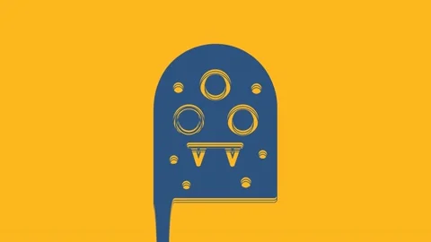 Blue Alien icon isolated on orange background. Extraterrestrial alien face or Stock Footage 234298360