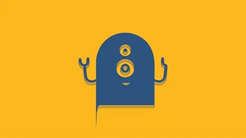 Blue Alien icon isolated on orange background. Extraterrestrial alien face or Stock Footage 234298394