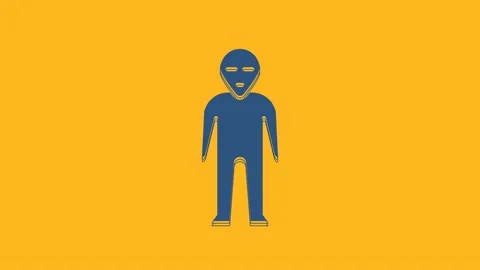 Blue Alien icon isolated on orange background. Extraterrestrial alien face or Stock Footage 234726155