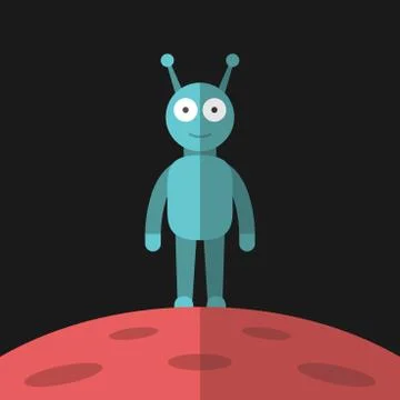 Blue alien, red planet Stock Illustration