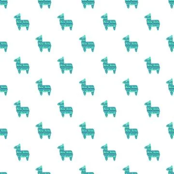 Blue alpaca llama pinata repeating seamless pattern illustration Stock Illustration