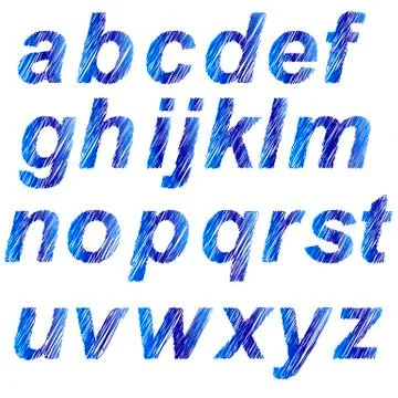 Blue Alphabet Isolated 库存插图