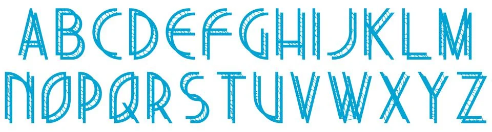 Blue alphabet with shift effect. Stock Illustration