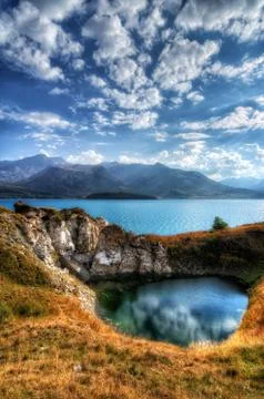 Blue alpine lakes Stock Photos
