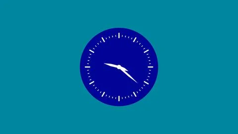 Blue analog clock showing time half past four on dark blue circular face ag.. Stock Illustration