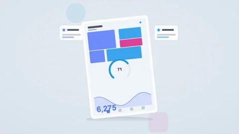 Blue analytics dashboard flat design loop Stock Footage 342628532