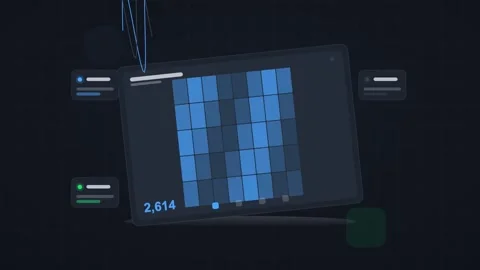 Blue analytics dashboard flat design loop Stock Footage 342629220