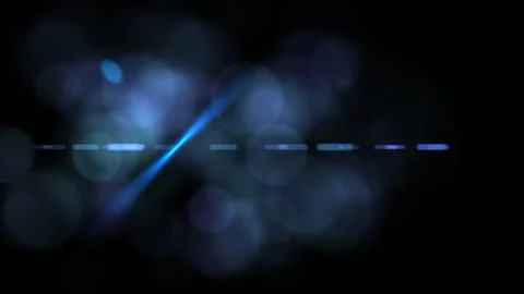 Blue Anamorphic Horizontal Streak Flare with Bokeh Circles on Black Background Stock Illustration