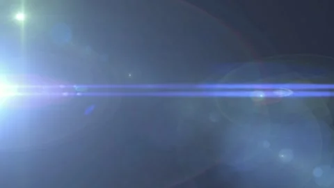 Blue anamorphic lens flare light leak overlay on a dark background for Stock Footage 346208252