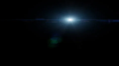 Blue anamorphic lens flare moving across dark background Stock Footage 341823083