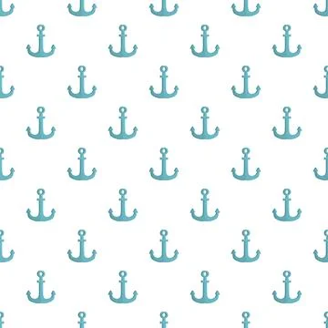 Blue anchor pattern forming a nautical seamless background Stock Illustration