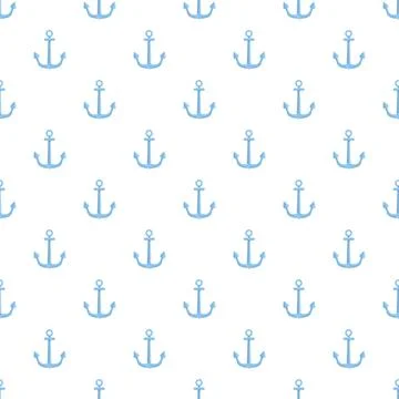 Blue anchor pattern forming seamless nautical background Stock Illustration