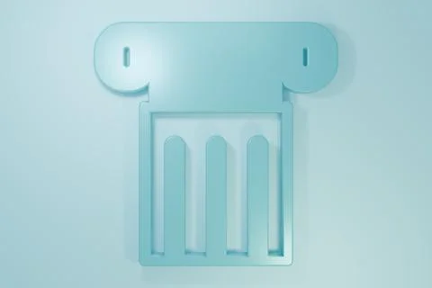 Blue Ancient column icon isolated on blue background. Minimalism concept. 3.. Stock Illustration