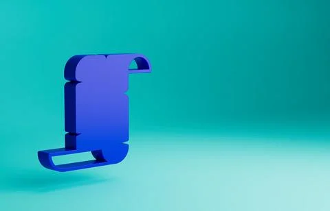 Blue Ancient papyrus scroll icon isolated on blue background. Parchment paper Stock Illustration