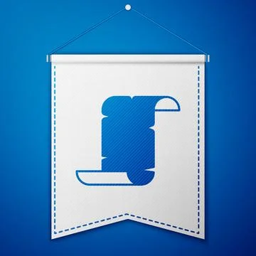 Blue Ancient papyrus scroll icon isolated on blue background. Parchment pap.. Stock Illustration