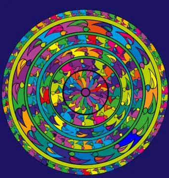 Blue and abstract colored circle Stock Illustration