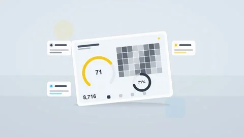 Blue and amber analytics dashboard flat design loop Stock Footage 342628946