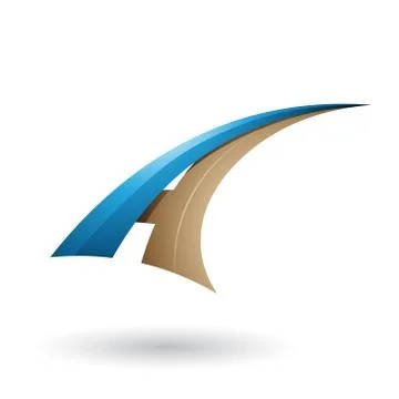 Blue and Beige Dynamic Flying Letter A Vector Illustration Illustrazione stock