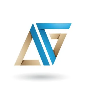Blue and Beige Folded Triangle Letters A and G Vector Illustration Illustrazione stock