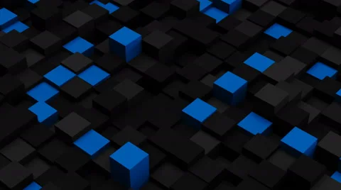 Blue and black 3D boxes. Loopable abstract background. 4k UHD (3840x2160) Stock Footage 60972738