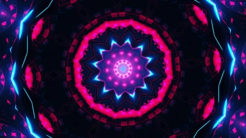 Blue and black abstract background with circular design. Kaleidoscope VJ loop Stock Footage 251987003