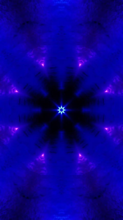 Blue and black background with circular design of people. Kaleidoscope VJ l.. Stock Footage 313610826