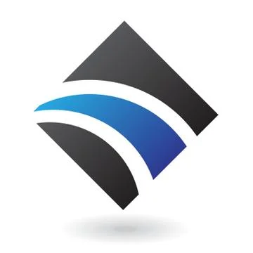 Blue and Black Bold Square Abstract Icon Stock Illustration