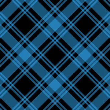 Blue and black check plaid pattern textile fabric Stock Illustration