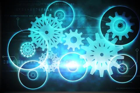 Blue and black cogs and wheels Stock Illustration