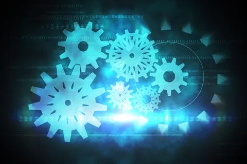 Blue and black cogs and wheels Stock Illustration