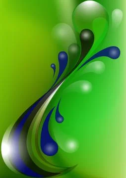 Blue and black from the falling drops on green mesh gradient background Stock Illustration