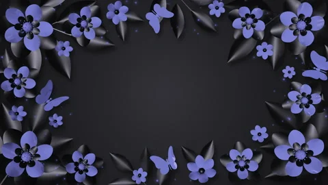 Blue and black flowers, loop background, 3D render Stock Footage 201950443
