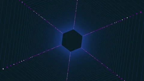 Blue and black geometric pattern intricate design resembling a blueprint or blue Video stock 274179651