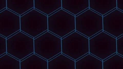 Blue and black hexagon pattern tiling with parallel lines Stock Footage 251971927