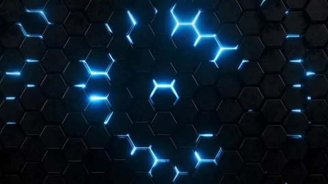 A blue and black honeycomb pattern on a wall. Looped animation Stock Footage 276589593
