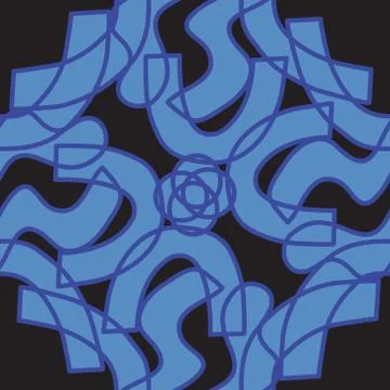 Blue and Black Kaleidoscope Pattern Stock Illustration