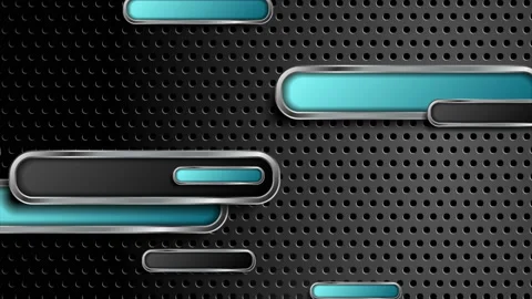 Blue and black moving elements on dark perforated background Stock Footage 107959423