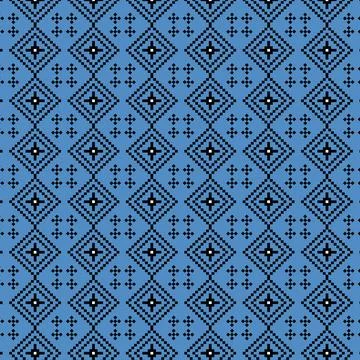 Blue and black pixel art geometric seamless pattern 스톡 일러스트
