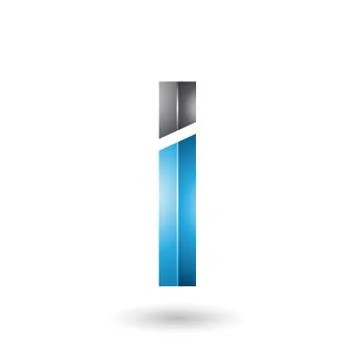 Blue and Black Rectangular Glossy Letter I Stock Illustration