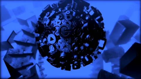 Blue And Black Sphere Animation Loop Stock Footage 222631940