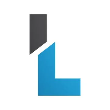 Blue and Black Split Shaped Letter L Icon Stock Illustration