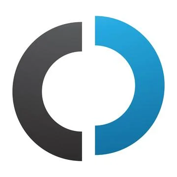 Blue and Black Split Shaped Letter O Icon Illustrazione stock