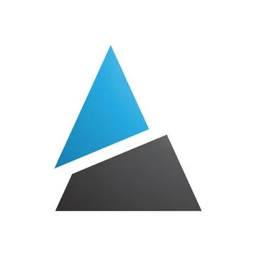 Blue and Black Split Triangle Shaped Letter A Icon Illustrazione stock