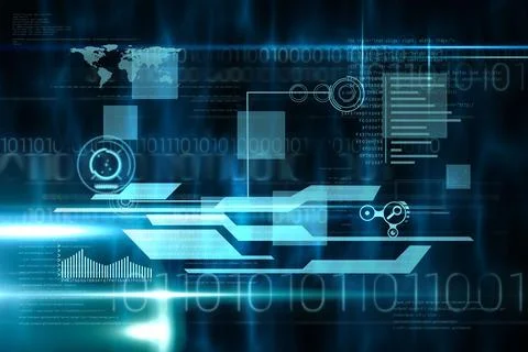 Blue and black technology interface Illustrazione stock