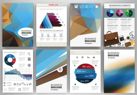 Blue and brown backgrounds abstract concept infographics and icons Stock Illustration