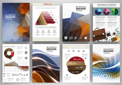 Blue and brown backgrounds abstract icons and concept infographics Stock Illustration