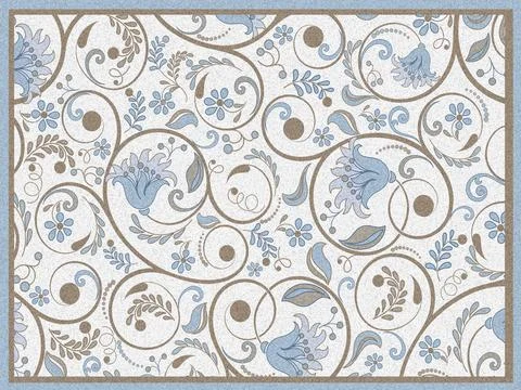 Blue and brown ornamental pattern in a rectangular frame Stock Illustration